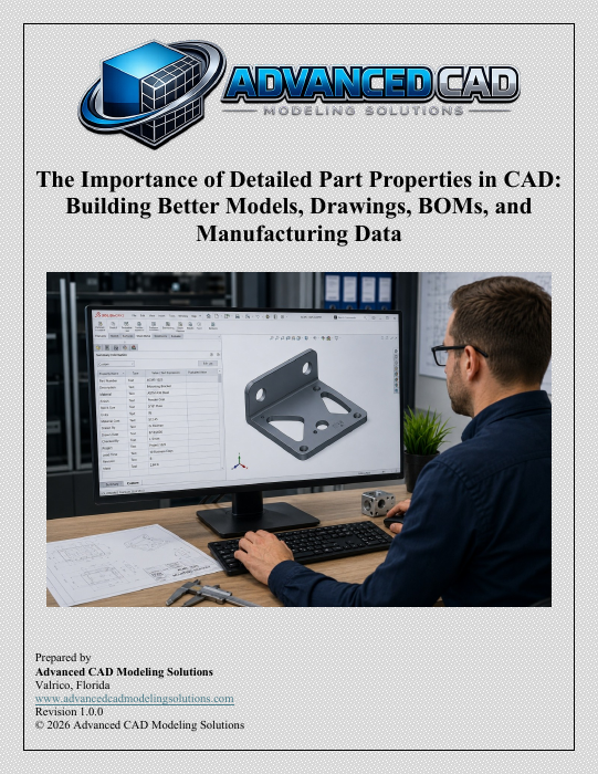 First page of the ACMS guide to detailed part properties